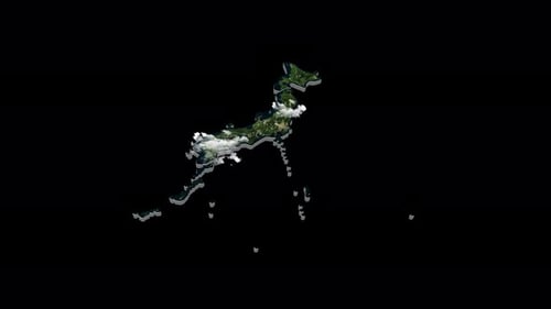 Animated 3D Map of Japan with Moving Clouds