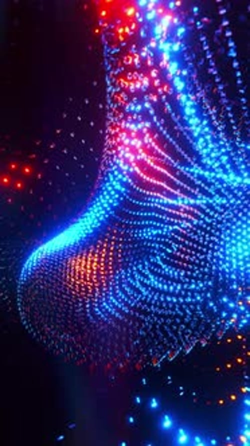 Tech Background Video with Blue and Red Lights. Vertical looped animation