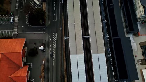 Vue aérienne de la gare, Japon.