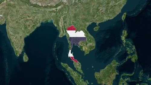 Modern World Map Zoom to Thailand Flag Reveal
