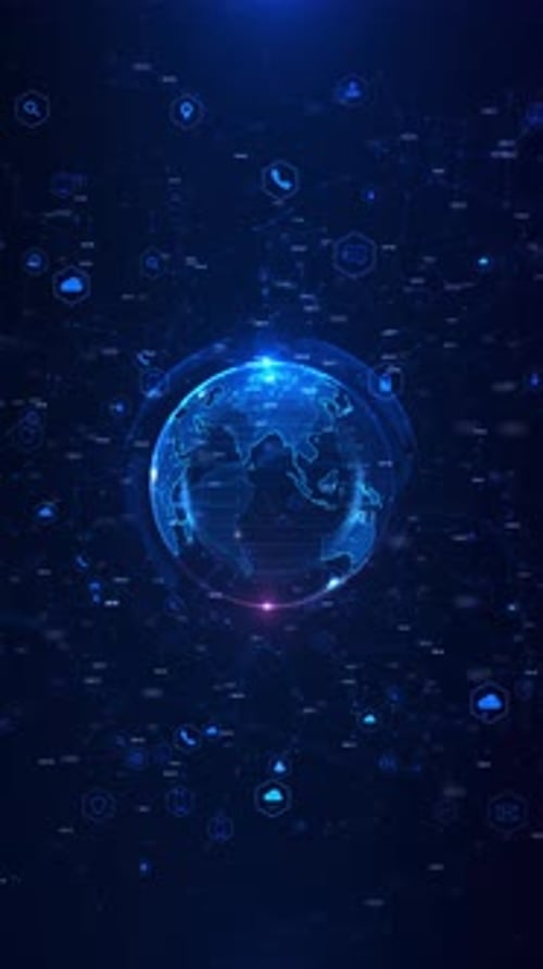 Futuristic Digital Globe Network with Data Connections