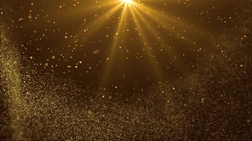 Christmas Golden Light Shine Particles Bokeh on Black Golden
