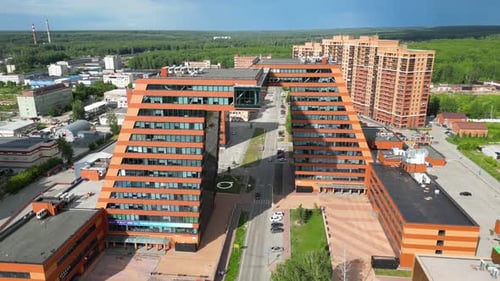 Aerial View of Building with Laboratories and Innovative Projects Inventions of a Technical Nature