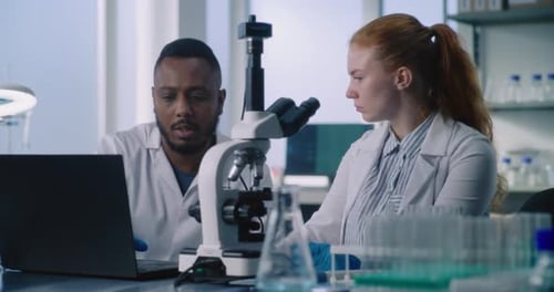 Multiethnic Team of Scientists Working in Medical Laboratory