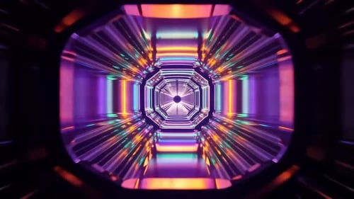 Futuristische Neon-Achteck-Tunnelschleifen-SciFi-Animation