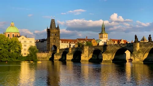 Charles Bridge in Prague in Czechia, Prague, Czech Republic. Charles Bridge (Karluv Most) and Old To