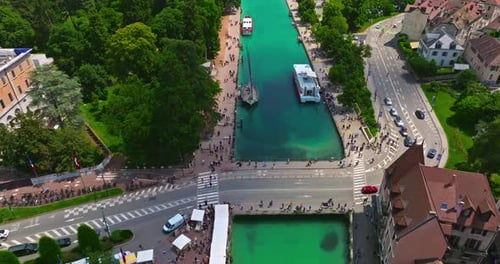 Aerial View of Annecy France Downtown View From Above One of the Most Picturesque and Visited Cities