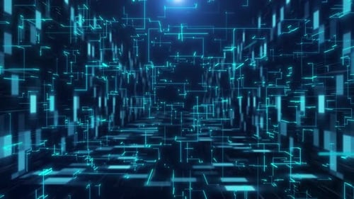 Futuristic Blue Digital Data Network Background Loop