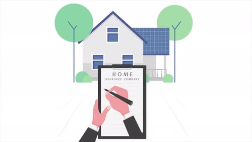 Flat Design Animation of Home Insurance Application Process