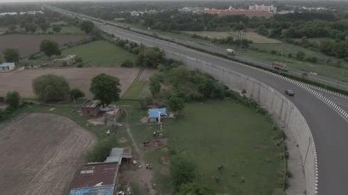 Drone shot of indian highway