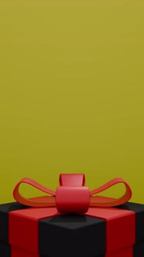 3D Gift Box Reveal Animation with Red Bow