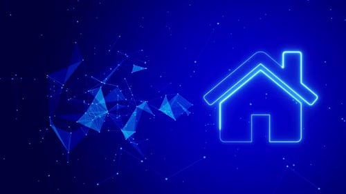 Plexus Background With Home Icon Loop