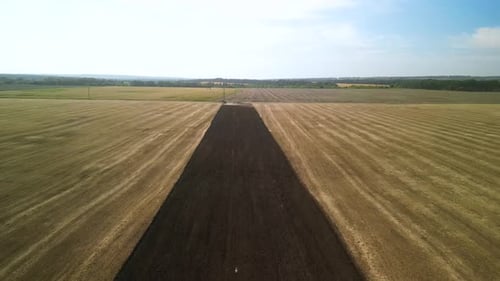 Tractors plowing the field in Ukraine