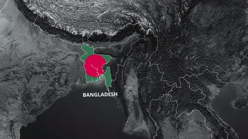Bangladesh Country Map with Flag and Name Reveal