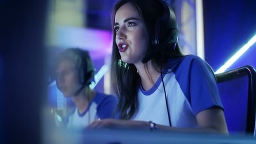 Esports Team Competing and Training in Gaming Arena