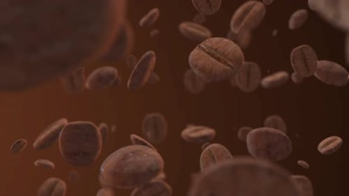 Animated Realistic Falling Coffee Beans Loop