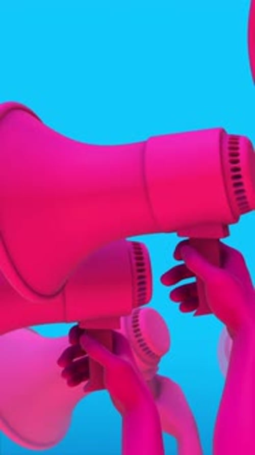 A Crowd Of Hands Holding Megaphones