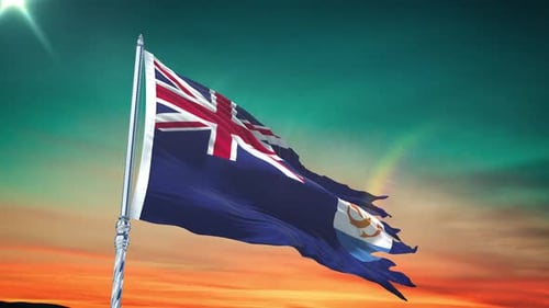 Realistic Anguilla Flag Waving Loop