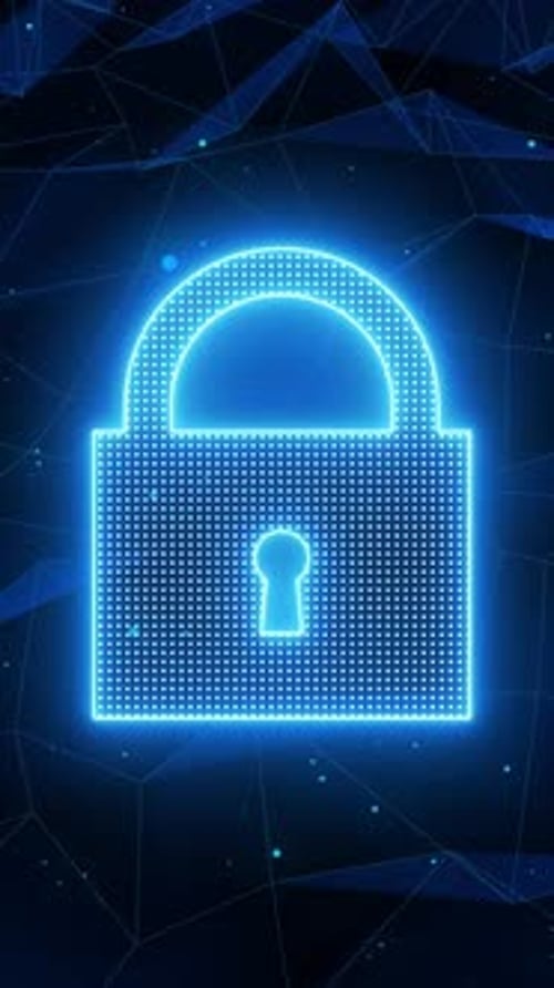 Futuristic Digital Security Padlock Animation