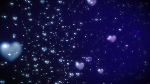 Glowing Blue and Purple Hearts Particle Loop Background