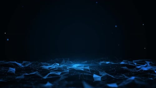 Futuristic Digital Network Floating In A Dark Abstract Landscape