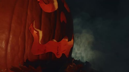 Pumpkin Halloween spinning on spooky atmosphere