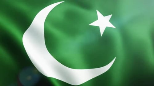 Animated Waving Flag with Islamic Crescent and Star