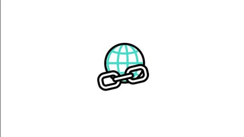 Sketch Globe and Chain Link Connectivity Icon Reveal