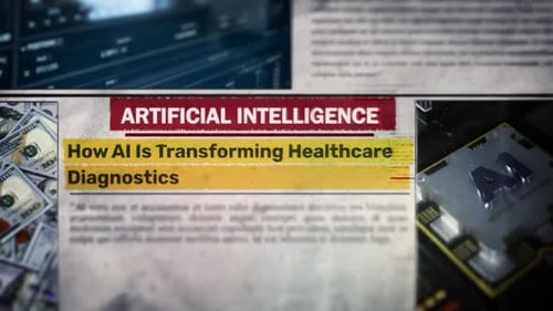 Artificial Intelligence Healthcare Diagnostics Newspaper Headline Animation
