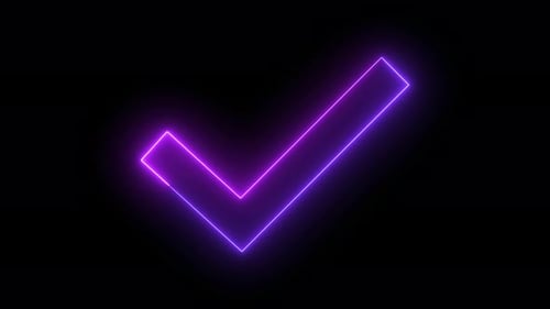 check mark symbol neon animated