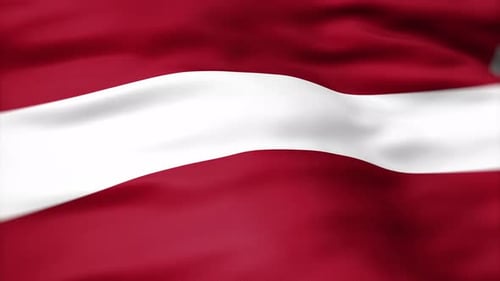 Realistic Waving Red and White Flag Background Loop