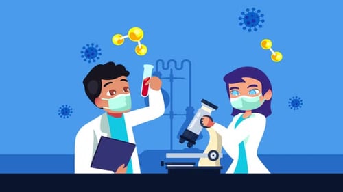 Flat Design Animation of Scientists Researching in a Lab