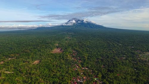 Aerial view of Mount Merapi with forest, Indonesia.