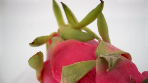 Dragon fruit (Pitaya) close up on white background isolated 4K