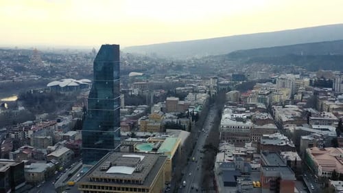 Aerial footage of beautiful city of Tbilisi with its diverse architecture, 4k