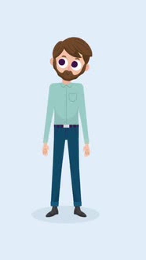 Character Man Looking Around Vertical
