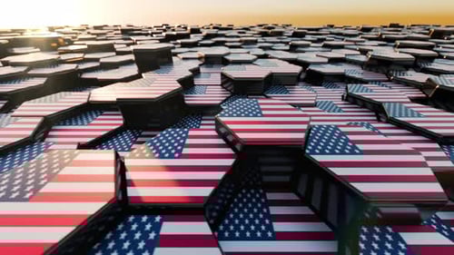 Cemetery Representation with Abstract Graves During American Memorial Day