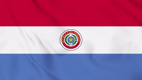Realistic Waving Flag of Paraguay with National Emblem