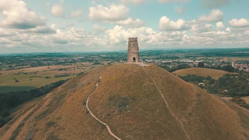 Vue aérienne de Glastonbury Tor