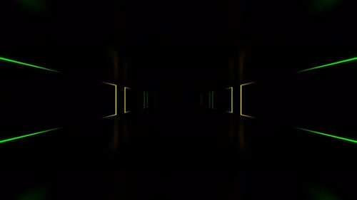 Yellow And Green Neon Area With Rotating Rectangles Background Vj Loop In 4K