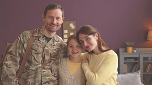 Family Portrait with Military Man in Uniform