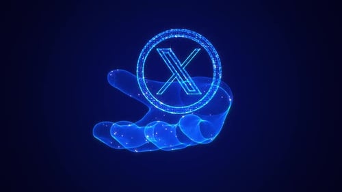 Futuristic Digital Hand Holding X Mark Symbol Animation