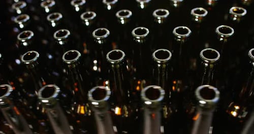 automated industrial chain of bottles for beer and alcoholic and soft drinks. the concept of indus