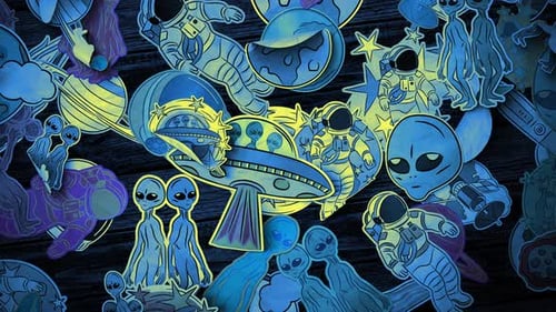 Animated Dynamic Space Stickers Falling Background