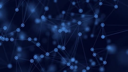 Abstract Technology Network Loop with Blue Connected Dots