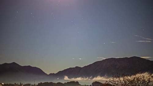 Night Time Lapse of Mountains and Starry Sky