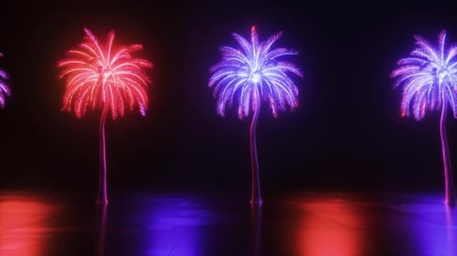 Side Scroling Colorful Glowing Palm Trees