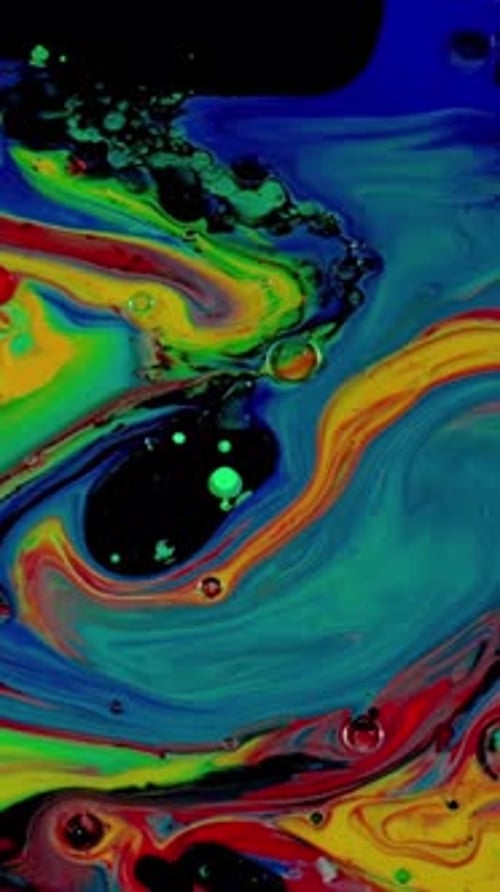 Abstract Paint Swirls and Bubbles