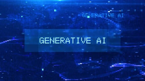 Generative Ai Digital Text Animation over Futuristic World Map and HUD Effects