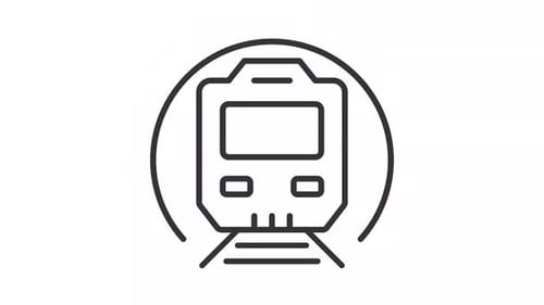 Animated Minimalist Train Icon on Tracks